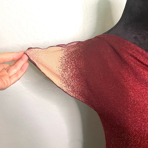 Vintage Toomi Y2K Drape Cowel Neck Top w/ Keyhole Flutter Sleeves Gradient 2000s - Picture 8 of 12